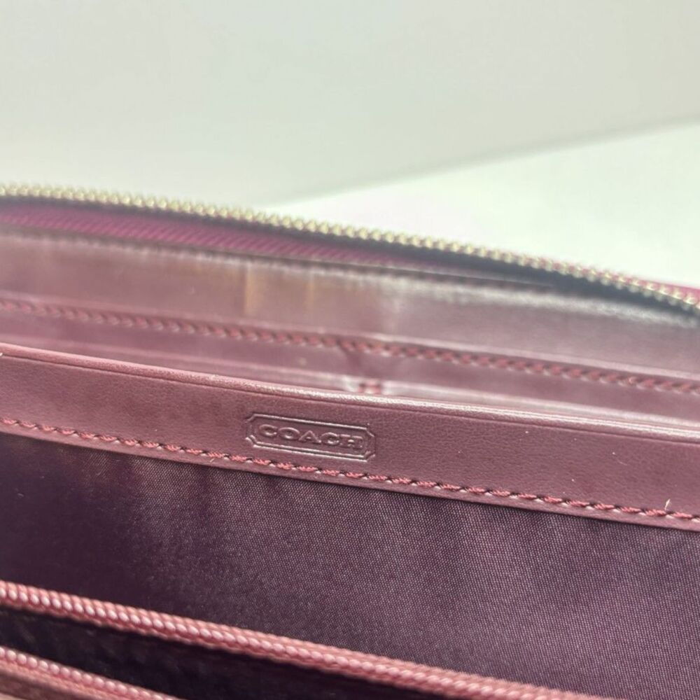 Coach Park Multicolor Purple Leather Monogram Signature Zip Wallet Designer - Picture 5 of 8